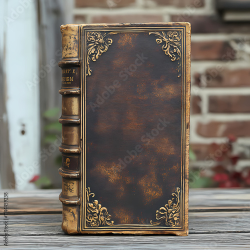 Vintage brown and gold book cover filled with chubby chic, suitable as a background image