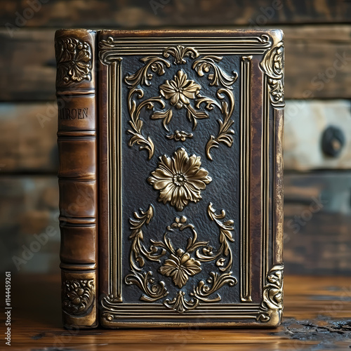 Vintage brown and gold book cover filled with chubby chic, suitable as a background image