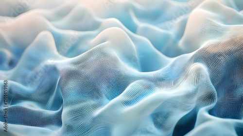 Blue silk fabric with a flowing, smooth, and shiny texture, perfect for luxury fashion and elegant decoration