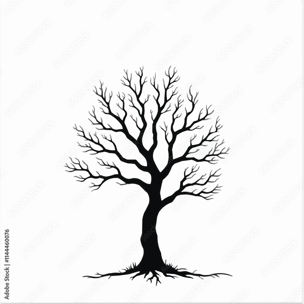 Fototapeta premium Tree silhouettes in black on white background