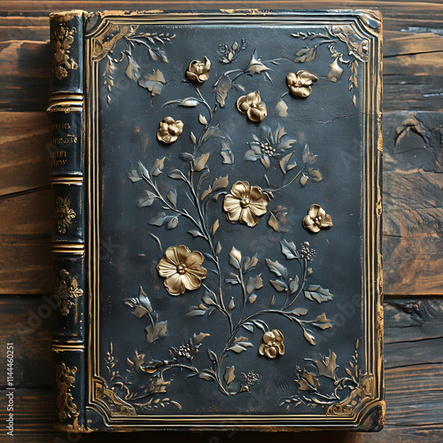 Vintage brown and gold book cover filled with chubby chic, suitable as a background image