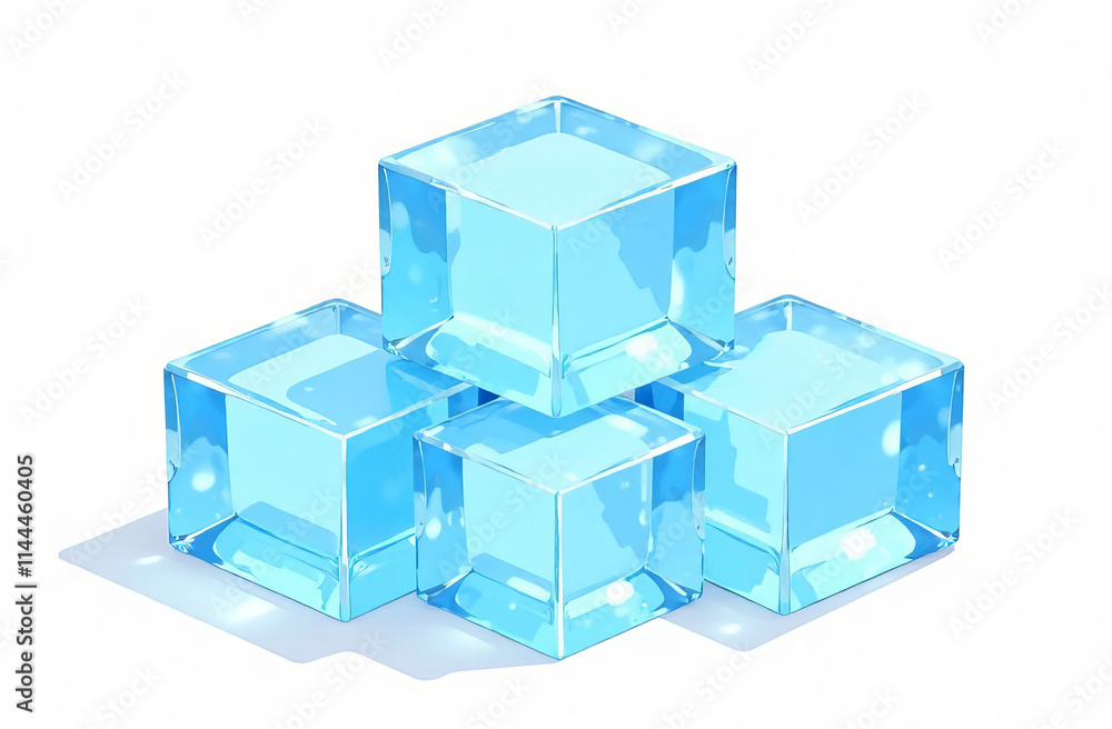 Blue Ice cubes, isolate on white background. Blue Ice cubes, isolate on white background.