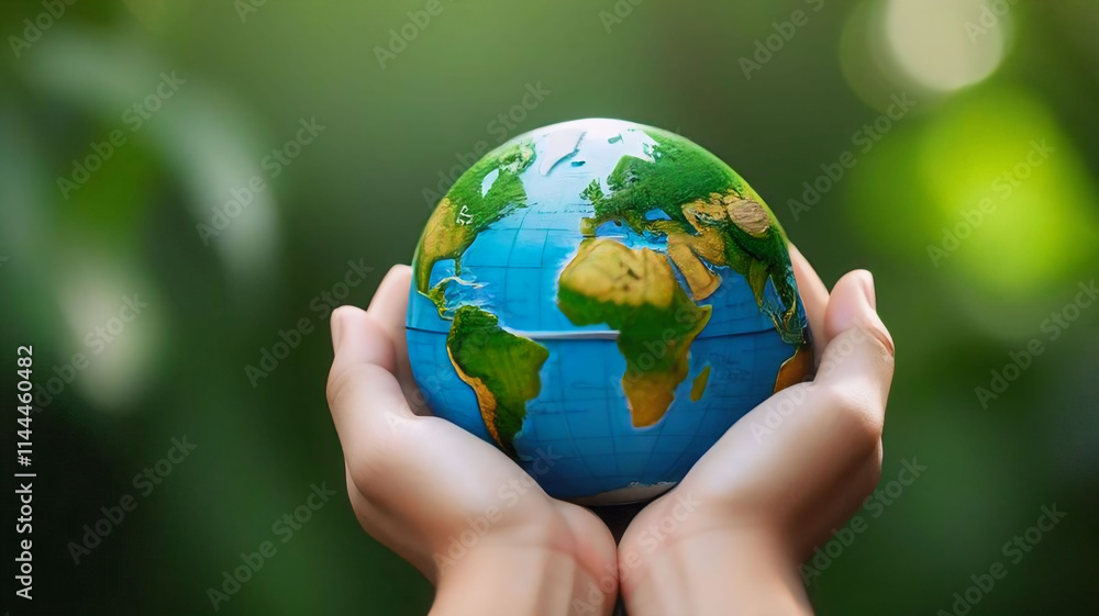 Hands holding the globe for environmental protection theme Hands holding the globe for environmental protection theme