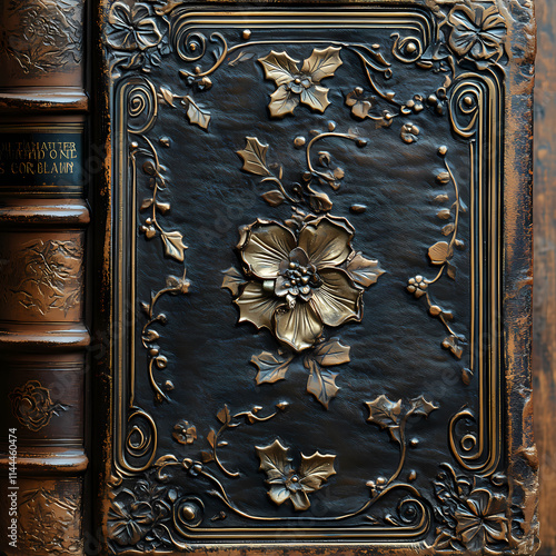 Vintage brown and gold book cover filled with chubby chic, suitable as a background image