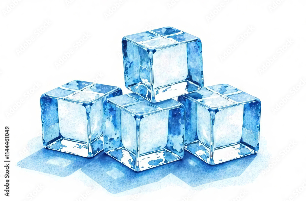 Blue Ice cubes, isolate on white background. Blue Ice cubes, isolate on white background.