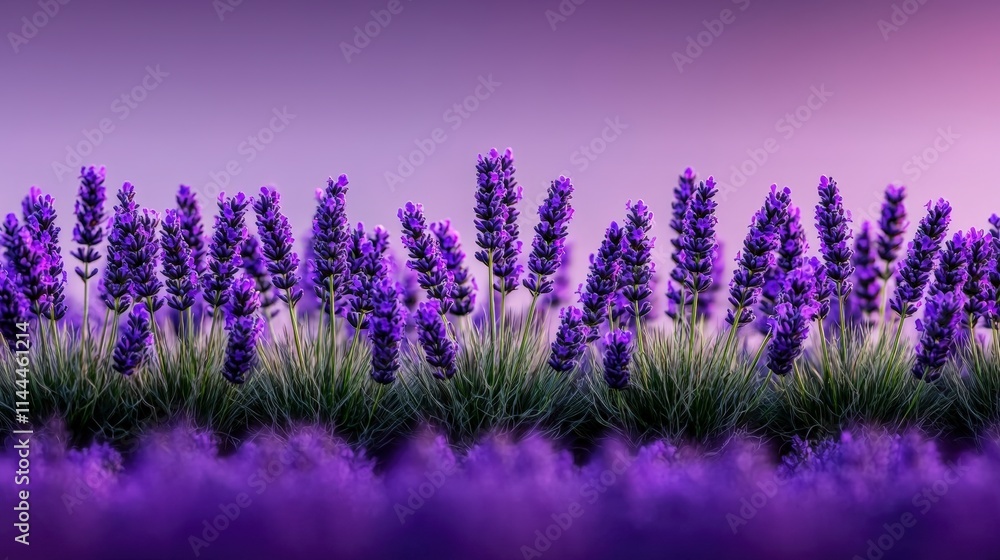 Naklejka premium Stunning Lavender Field at Sunset Nature Photography
