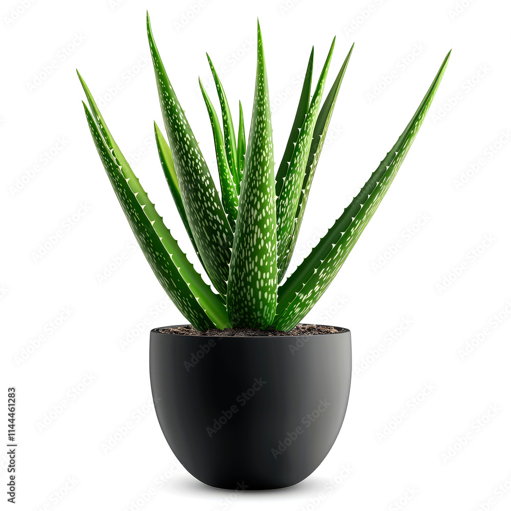 Aloe vera plant in a black pot. Aloe vera plant in a black pot.