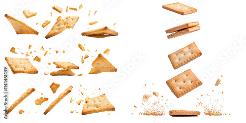  Steps of cracker being devoured. Generative AI. photo