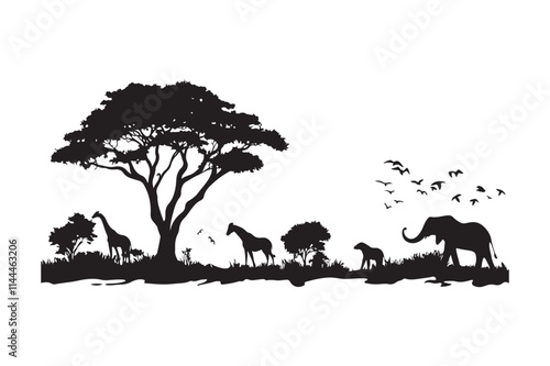 African Wildlife Silhouette Vector illustration
