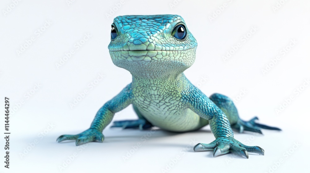 Obraz premium a blue lizard on a white background