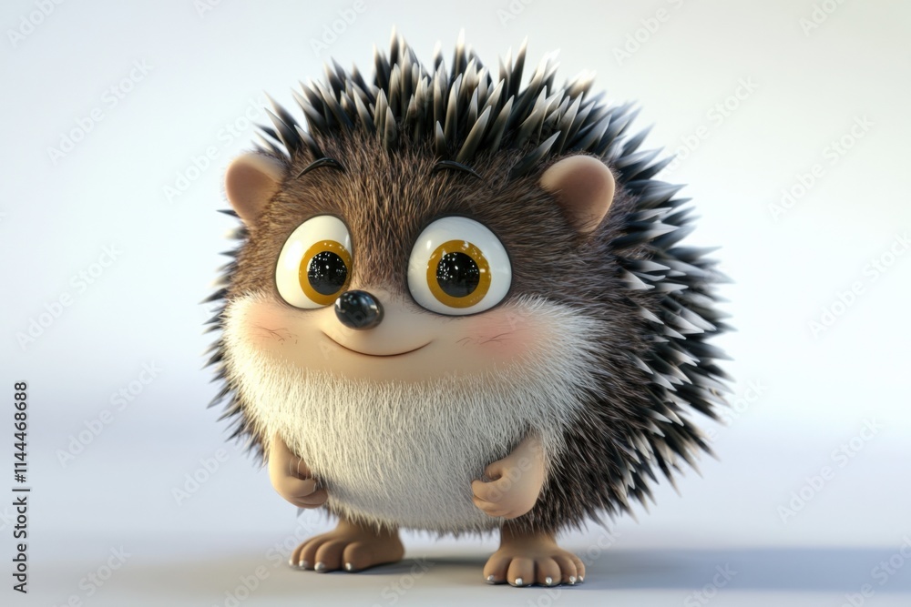 A cartoon hedgehog standing on a white background A cartoon hedgehog standing on a white background