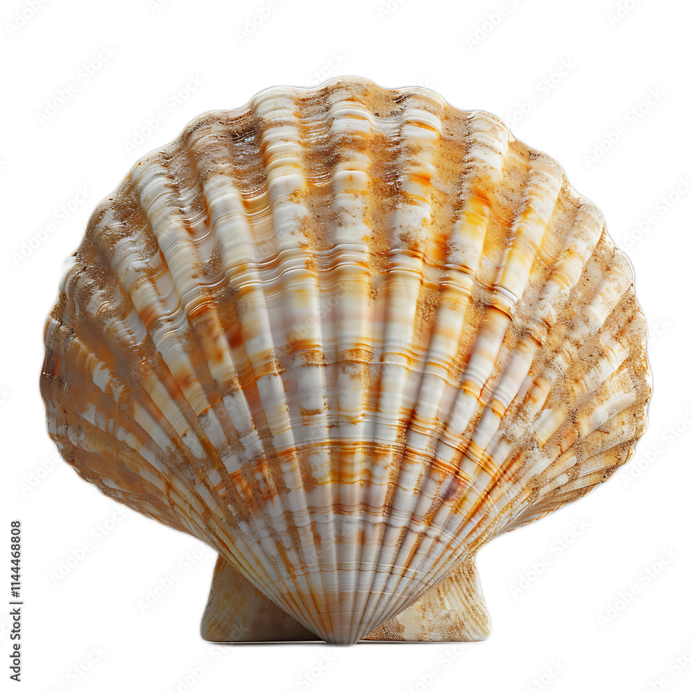 Fototapeta premium Isolation and Detail of a Beautiful Shell on a Simple Plain Background, Showcasing Natural Patterns and Textures for Artistic and Creative Use