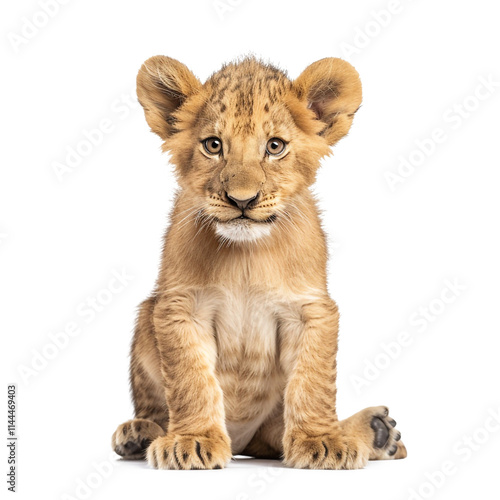  3D Young Lion - Realistic Wild Animal Illustration on Transparent Background