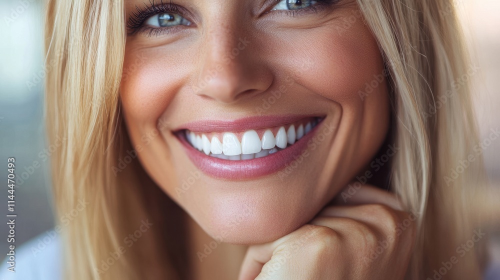 Beautiful woman with blonde hair and bright smile indoors Beautiful woman with blonde hair and bright smile indoors