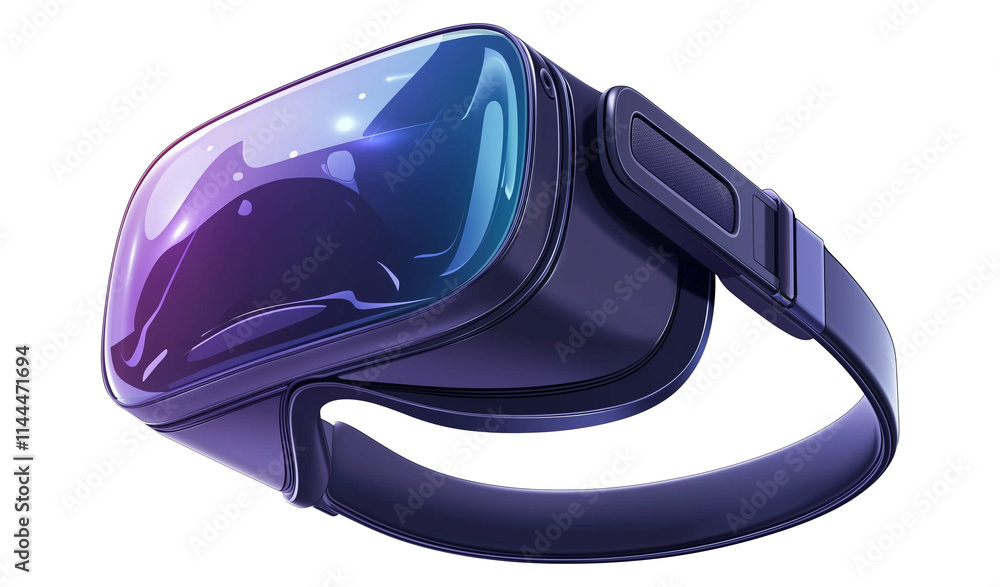 sleek 3D illustration of virtual reality headset with futuristic design, featuring glossy lens and adjustable strap, isolated on transparency background sleek 3D illustration of virtual reality headset with futuristic design, featuring glossy lens and adjustable strap, isolated on transparency background