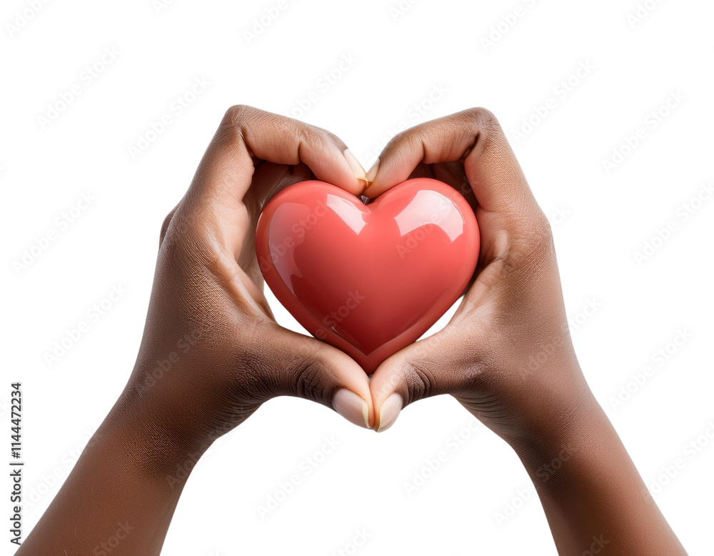 A pair of hands forming a heart shape with a red heart in the center, symbolizing love. A pair of hands forming a heart shape with a red heart in the center, symbolizing love.