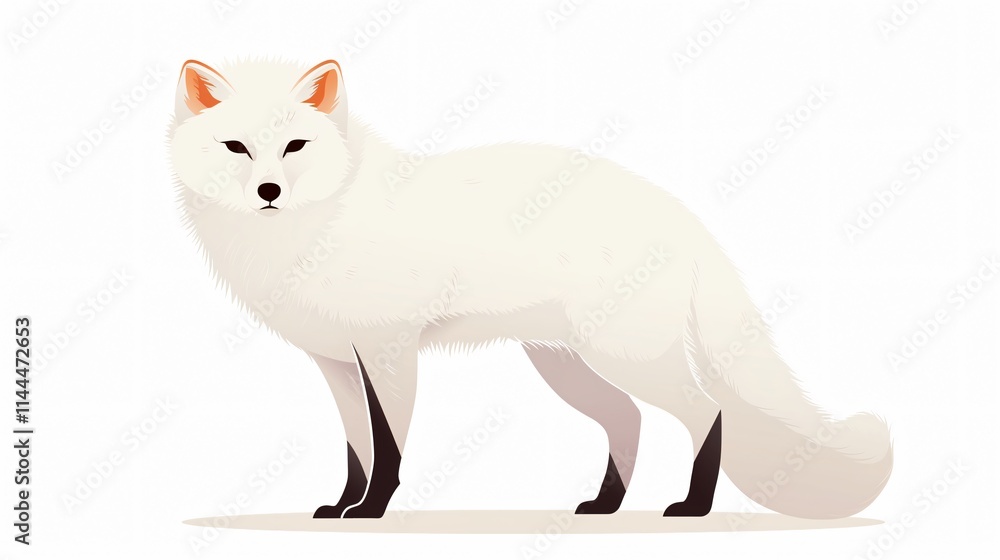Obraz premium Cute Arctic Fox Icon - Flat Vector Illustration for Design Projects