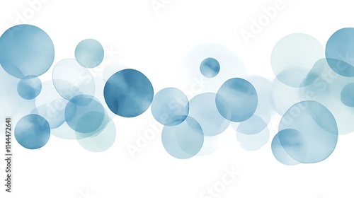 Floating geometric shapes in various blue tones add depth and dimension to a crisp, white background.