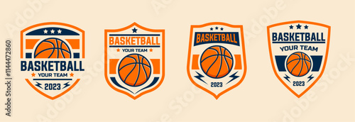 Basketball vintage logo vector bundle, emblem set collections. Basketball logo badge template bundle