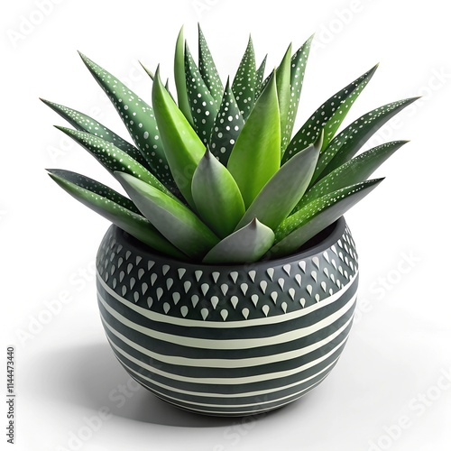 Artificial haworthia limifolia marloth plant in pot isolated on white background.
 photo