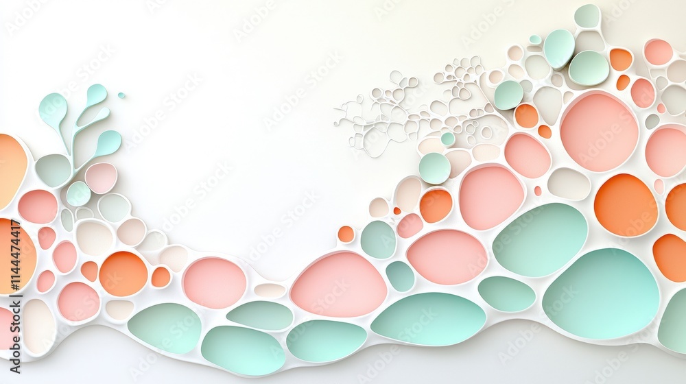 Abstract Pastel Organic Shapes Wall Art Modern Interior Design 3D Render Abstract Pastel Organic Shapes Wall Art Modern Interior Design 3D Render