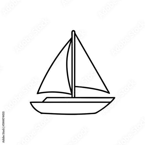 Sailboat Line Art on White Background