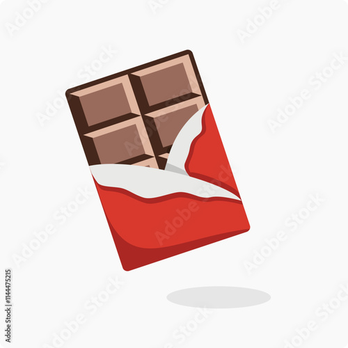 Chocolate bar icon. Vector illustration of a single chocolate bar for Valentine's gift, isolated. Designed in cartoon flat style.