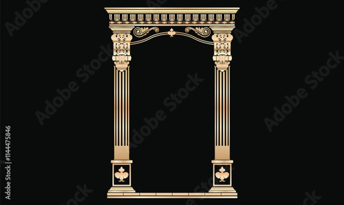 Temple pillar, invitation design, hindu template