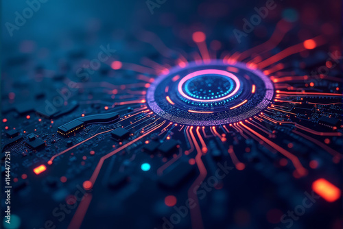 An abstract artificial intelligence background with high-tech digital grids, glowing circuits, and layered futuristic visuals..