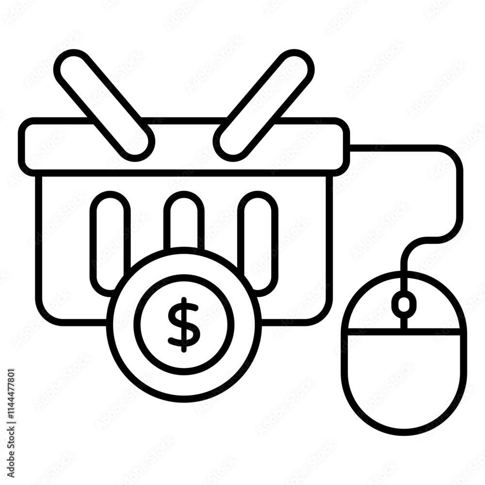 Creative design icon of digital shopping Creative design icon of digital shopping