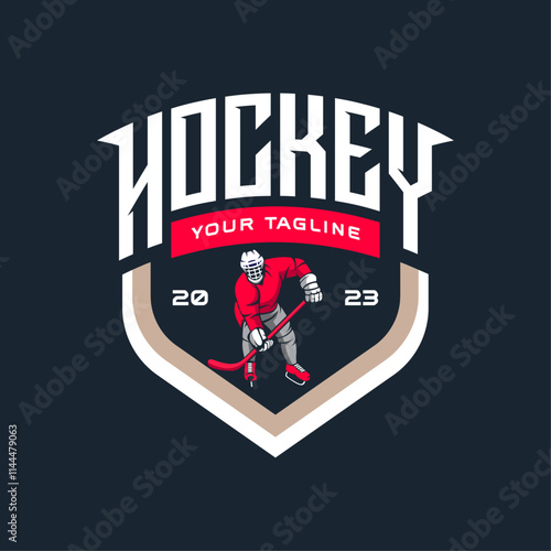 Hockey logo template. Hockey emblem shield. Hockey logos vector isolated