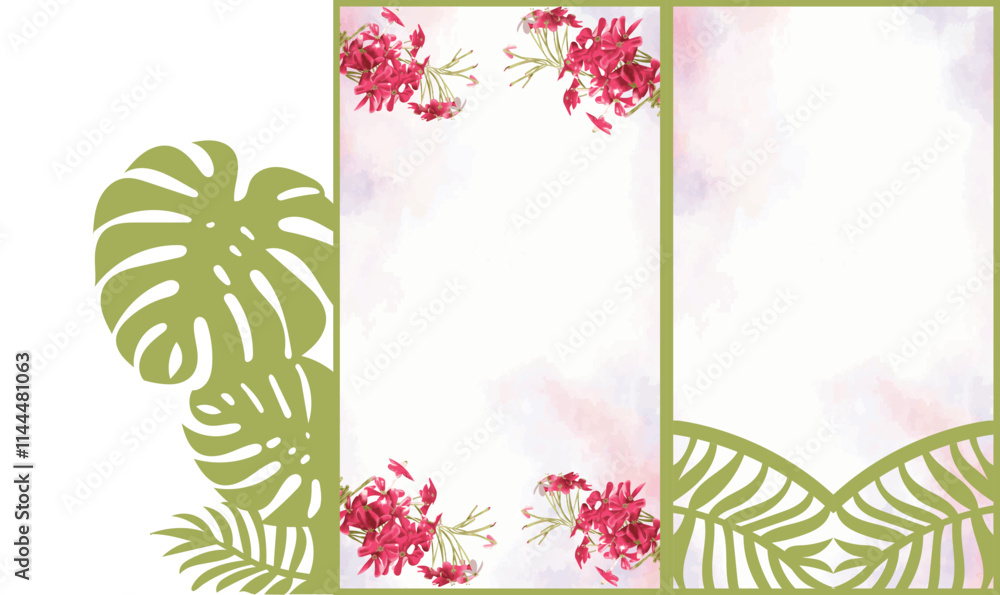 Obraz premium Colorful Floral Wedding Invitation Template