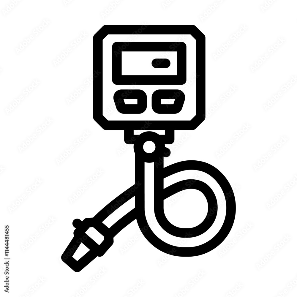 tire pressure gauge accessory line icon vector. tire pressure gauge accessory sign. isolated contour symbol black illustration tire pressure gauge accessory line icon vector. tire pressure gauge accessory sign. isolated contour symbol black illustration