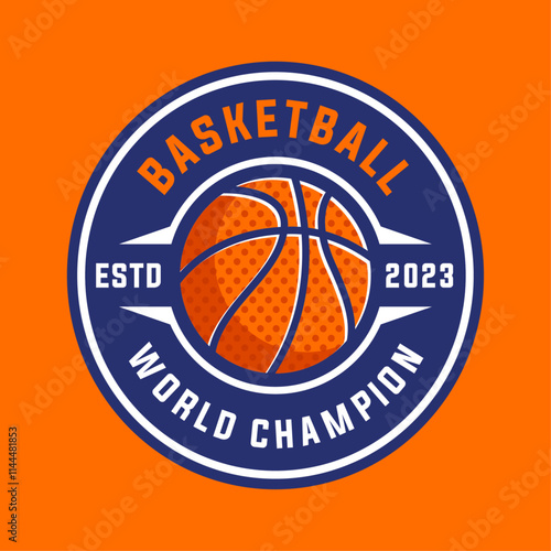 Basketball vintage logo vector isolated. Basketball logo with shield background vector design