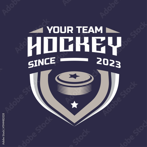 Hockey logo template. Hockey emblem shield. Hockey logos vector isolated