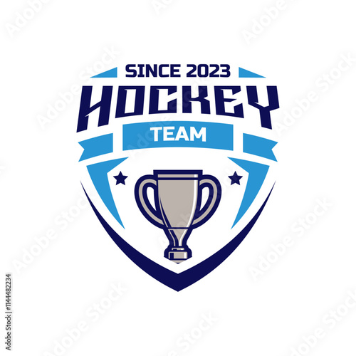 Hockey logo template. Hockey emblem shield. Hockey logos vector isolated