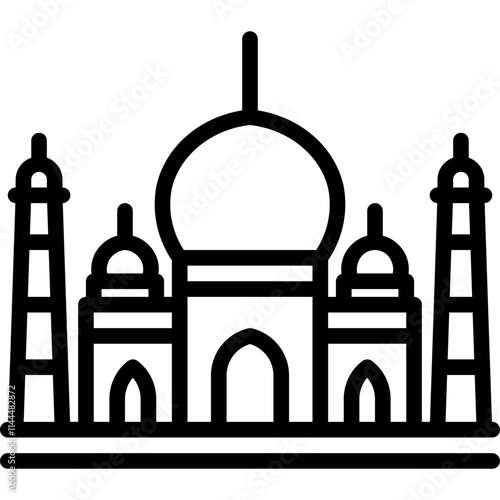 taj mahal monument icon style outline