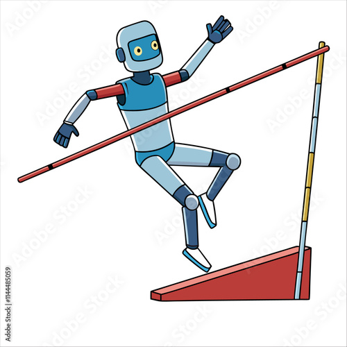 A robot performing a pole vault.