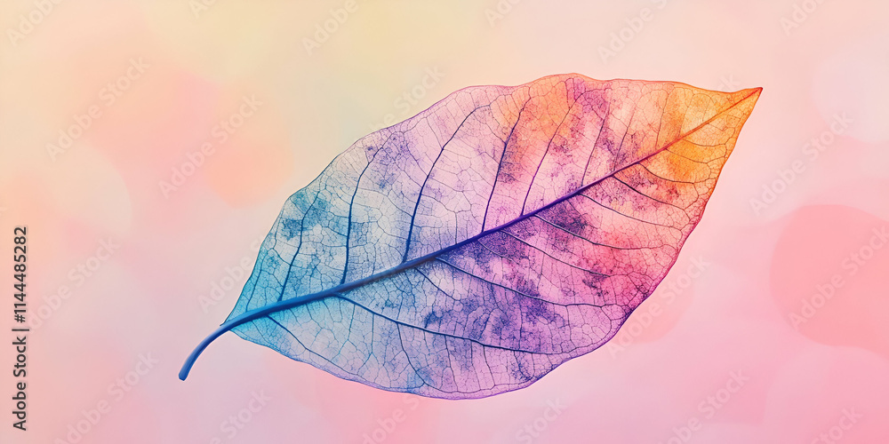 A colorful leaf with a gradient effect on a soft background. A colorful leaf with a gradient effect on a soft background.