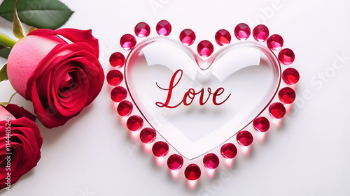 Transparent glass heart with the word LOVE inside, a gift for couples in love