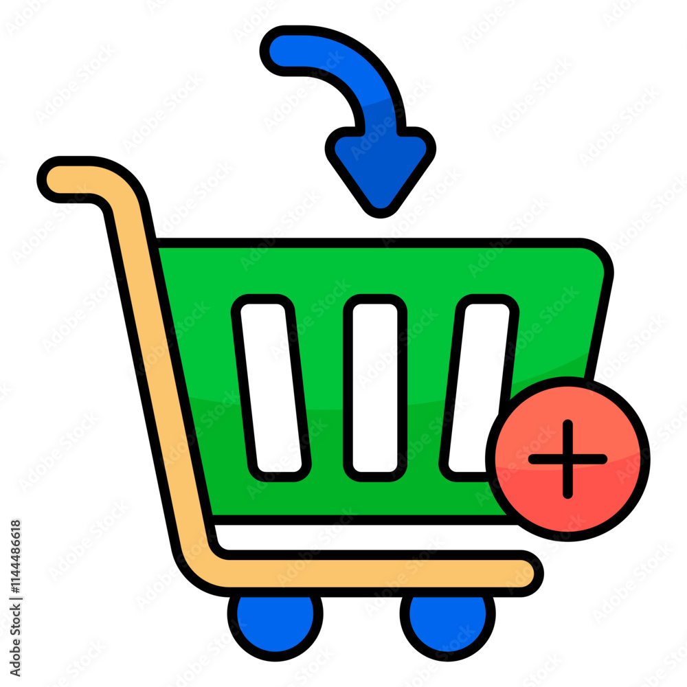 A flat design icon of add to cart A flat design icon of add to cart