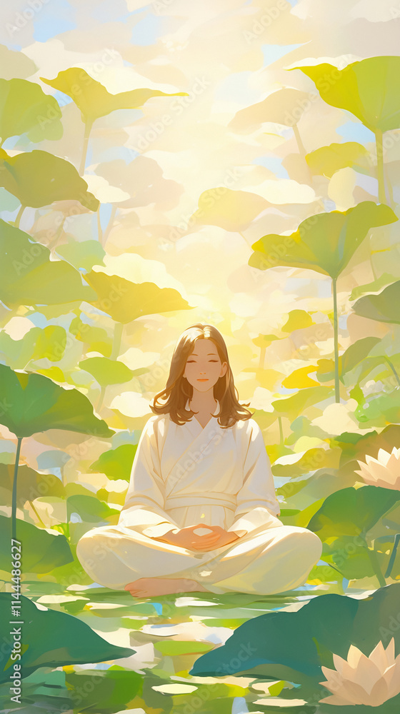 custom made wallpaper toronto digitalbuddha monk meditation anime cartoon style background