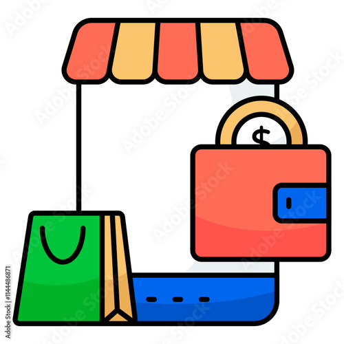 A colored design icon of wallet