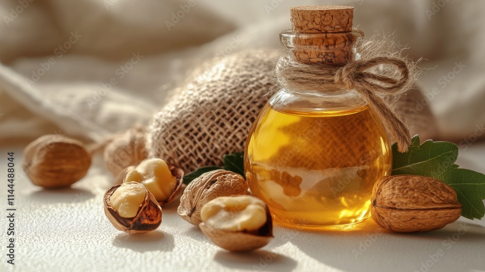 walnut oil and nuts in a still life arrangement walnut oil and nuts in a still life arrangement