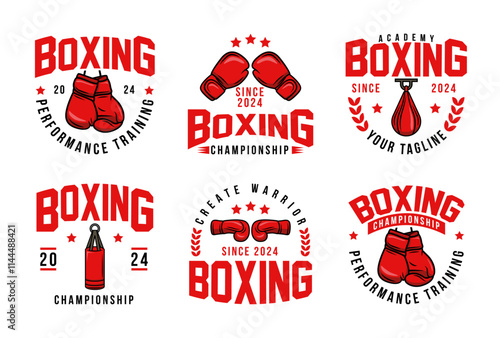 Boxing logo vector bundle, emblem set collections. Boxing logo badge template collection