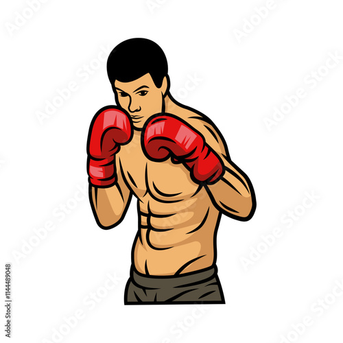 Boxer illustration isolated. Boxer with white background vector design