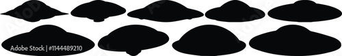 Ufo silhouettes set, alien pack of vector silhouette design, isolated background