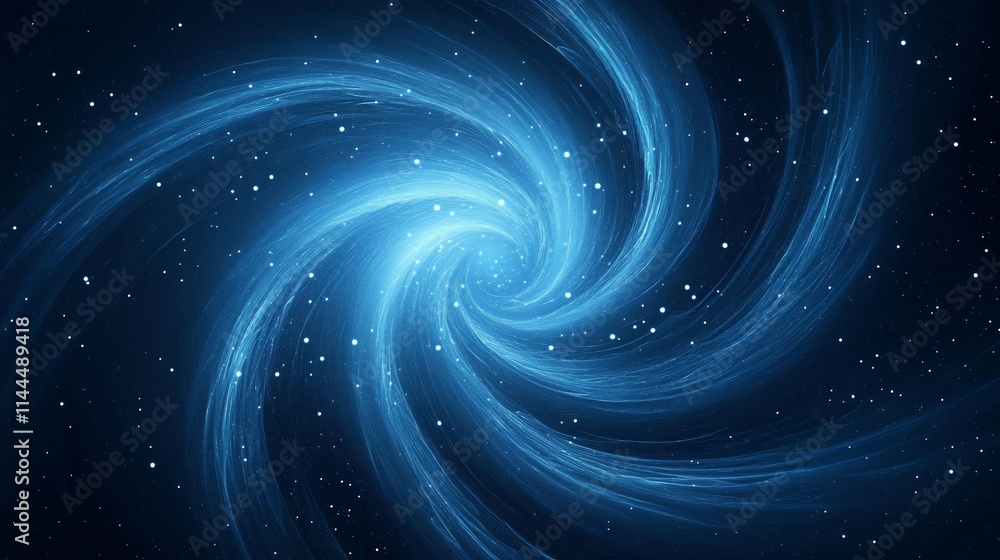 Obraz premium Abstract blue spiral galaxy with stars.