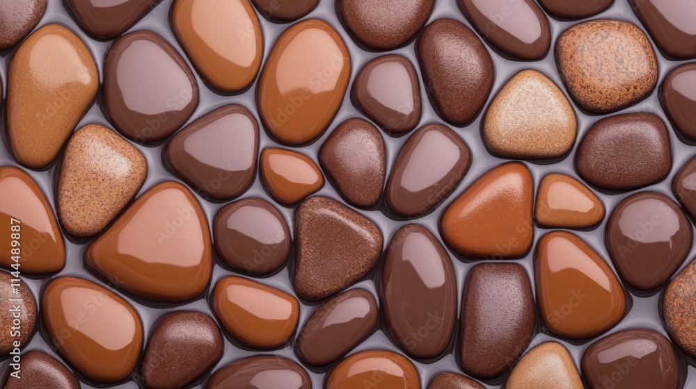 A detailed texture background of smooth river pebbles, showcasing natural shapes A detailed texture background of smooth river pebbles, showcasing natural shapes