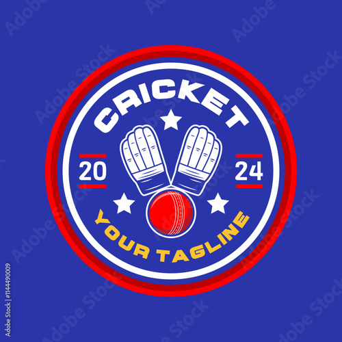 Cricket logo vector isolated. Cricket logo with shield background vector design